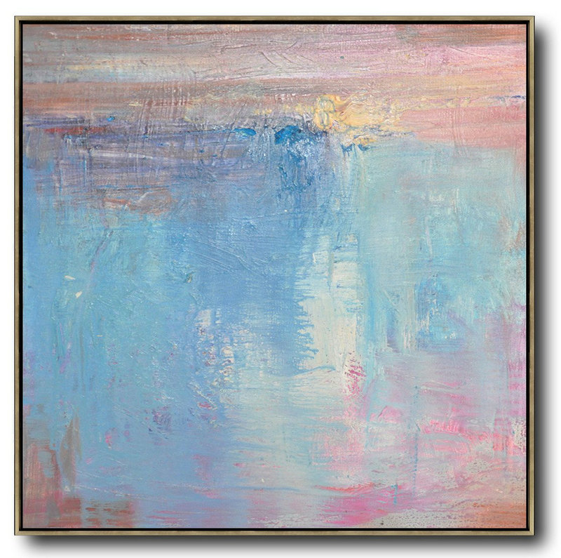 Large Abstract Painting On Canvas,Oversized Contemporary Art,Abstract Art On Canvas, Modern Art,Pink,Blue,White,Taupe.etc